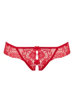 Christine - String en dentelle avec entrejambe ouverte Marzia - Rouge