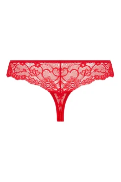Christine - String en dentelle avec entrejambe ouverte Marzia - Rouge