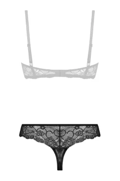 Christine - String en dentelle avec entrejambe ouverte Marzia - Noir