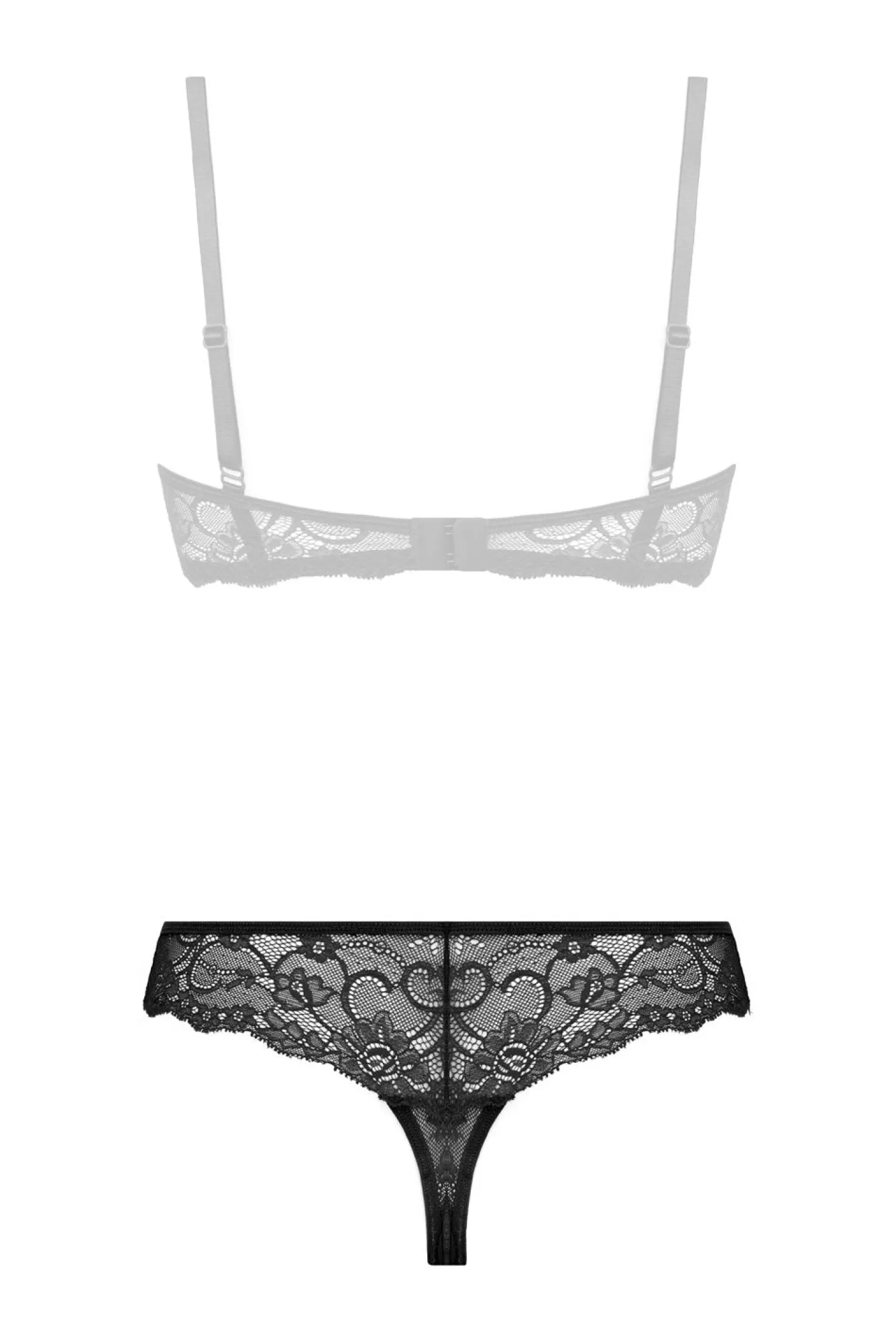 Christine - String en dentelle avec entrejambe ouverte Marzia - Noir