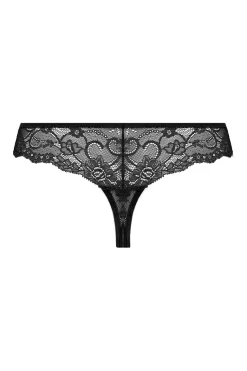 Christine - String en dentelle avec entrejambe ouverte Marzia - Noir
