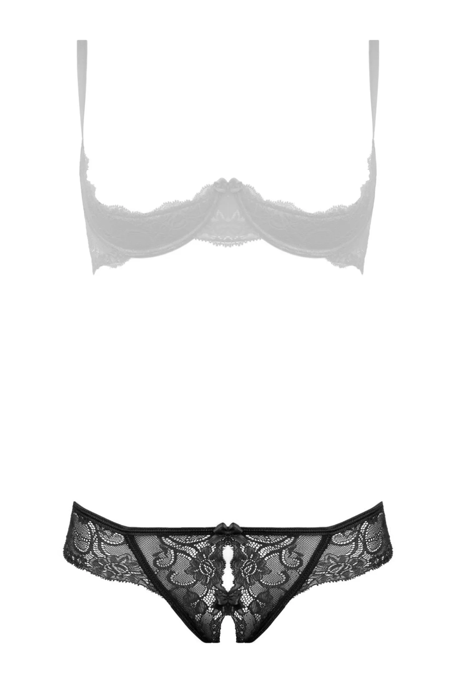 Christine - String en dentelle avec entrejambe ouverte Marzia - Noir