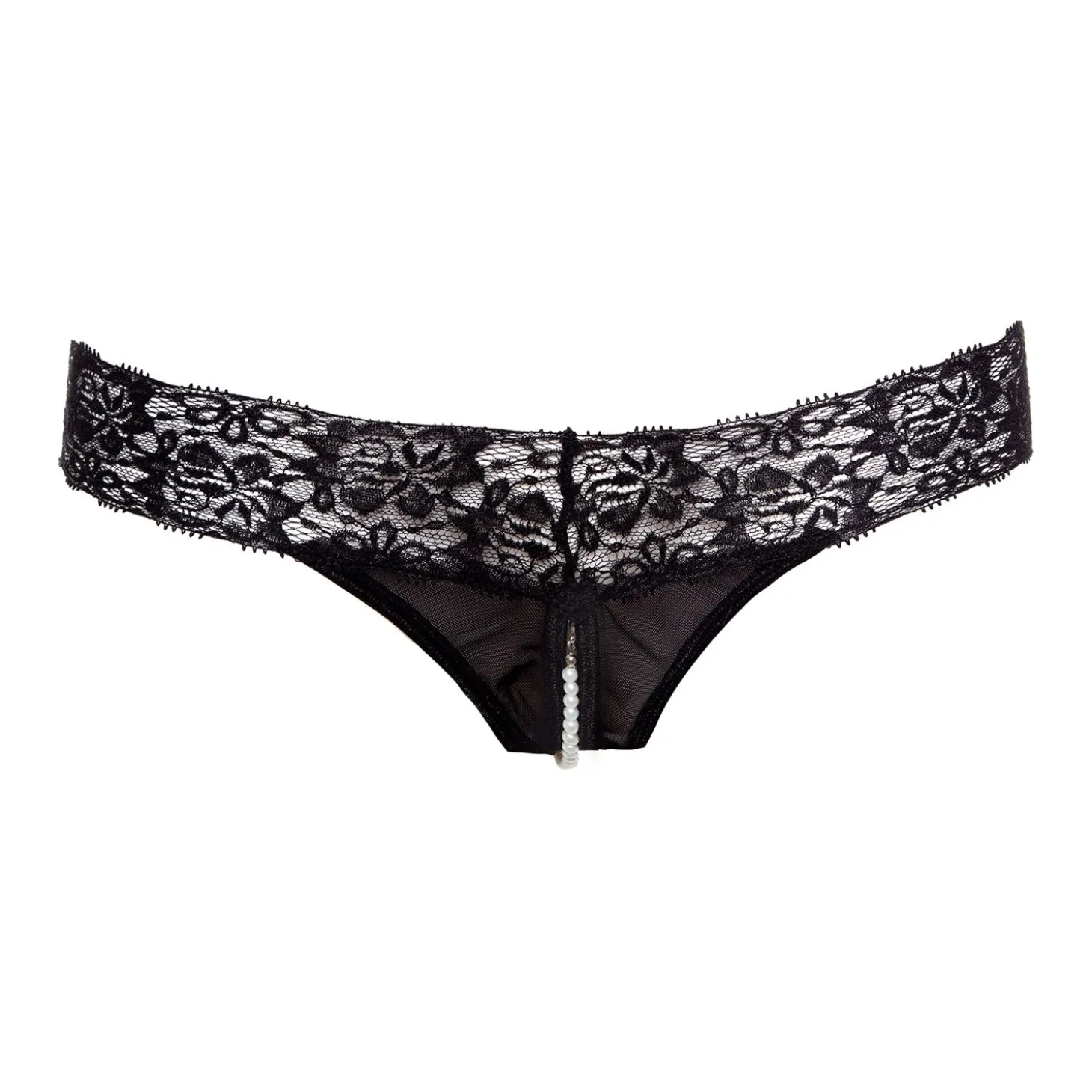 Christine - String perle avec entrejambe ouverte Pia - Noir