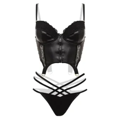 Christine Wetlook Bustierset Monroe - Noir