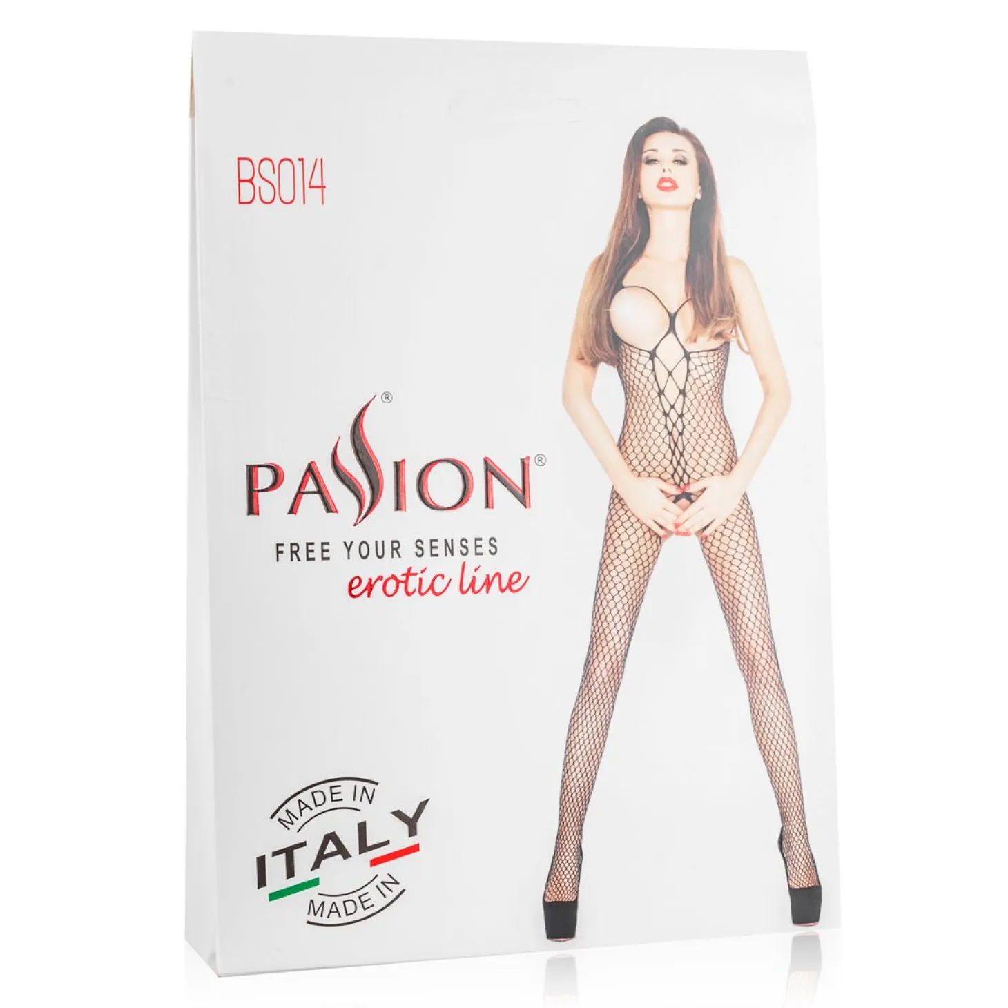 Collant de corps résille rouge avec bonnets ouverts