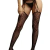 Collants à jarretelles avec imprimé léopard noir
