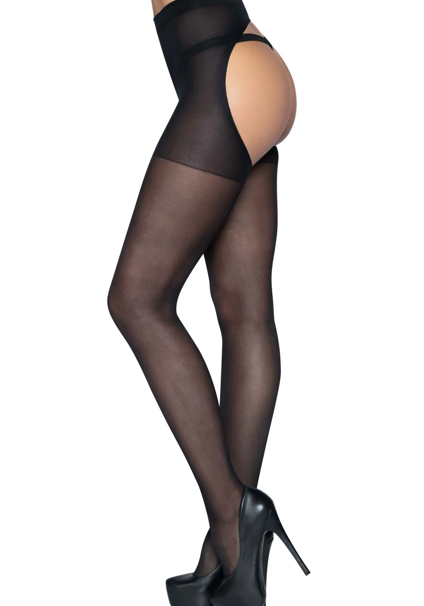 Collants transparents avec ouverture au niveau des fesses
