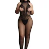 Combinaison résille + dentelle noire Formes généreuses