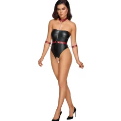 Cottelli Bondage - Body avec Détails de Bondage - Noir/Rouge