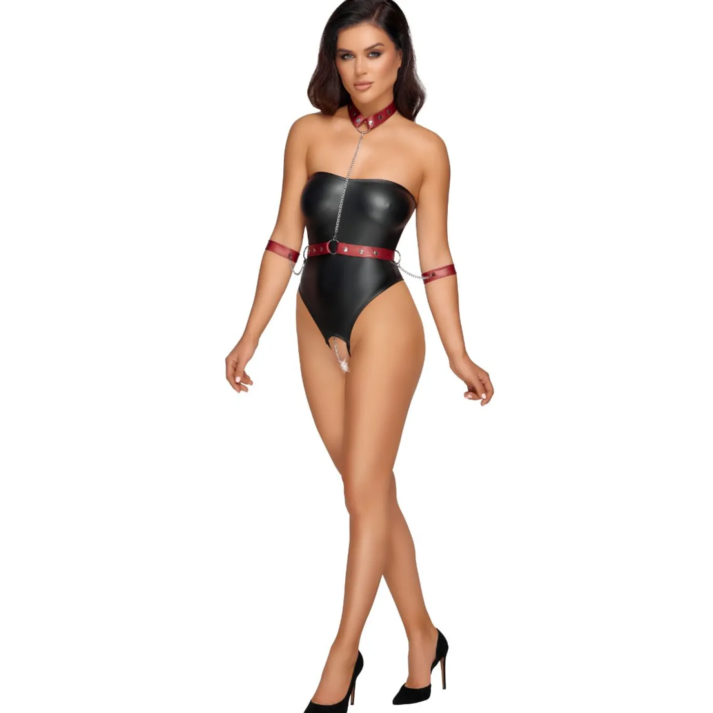 Cottelli Bondage - Body avec Détails de Bondage - Noir/Rouge