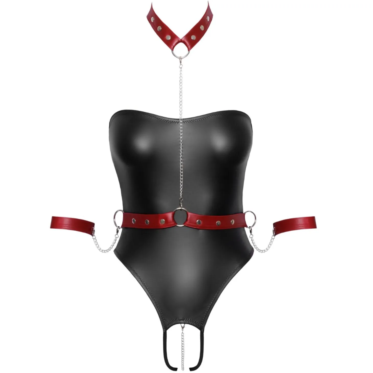 Cottelli Bondage - Body avec Détails de Bondage - Noir/Rouge