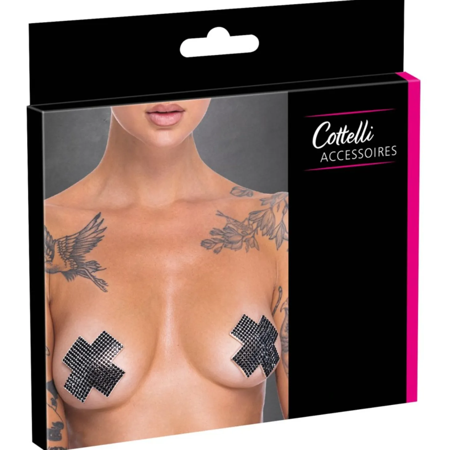 Cottelli Collection – Bijou de Tétons Croix – Noir
