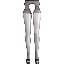 Cottelli Collection - Collants jarretelles avec entrejambe ouvert - Noir