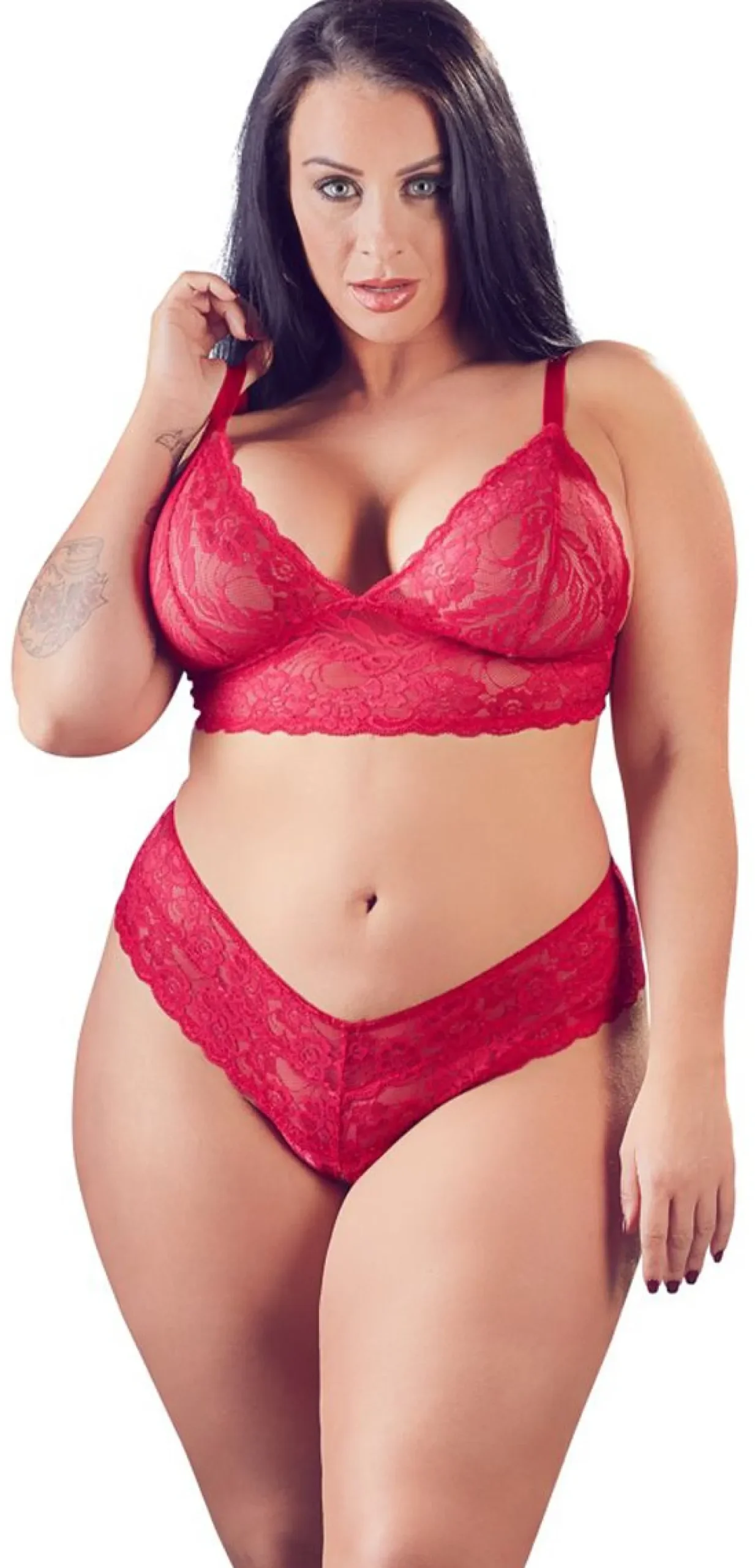 Cottelli Collection - Ensemble soutien-gorge en dentelle avec entrejambe ouvert