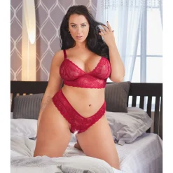 Cottelli Collection - Ensemble soutien-gorge en dentelle avec entrejambe ouvert