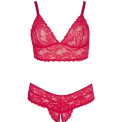 Cottelli Collection - Ensemble soutien-gorge en dentelle avec entrejambe ouvert
