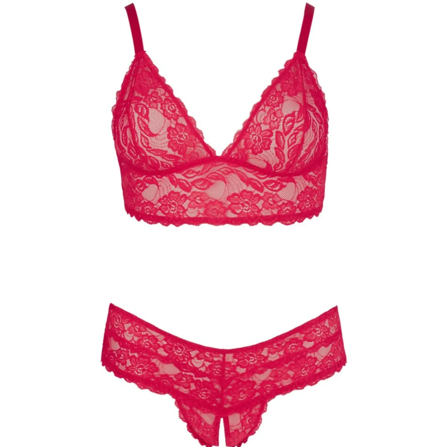 Cottelli Collection - Ensemble soutien-gorge en dentelle avec entrejambe ouvert