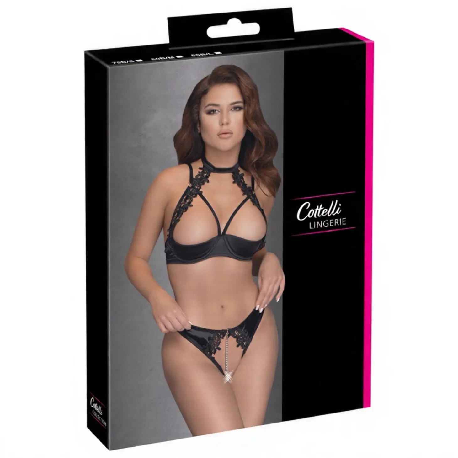 Cottelli Collection - Ensemble séduisant avec soutien-gorge et string ouvert à l'entrejambe