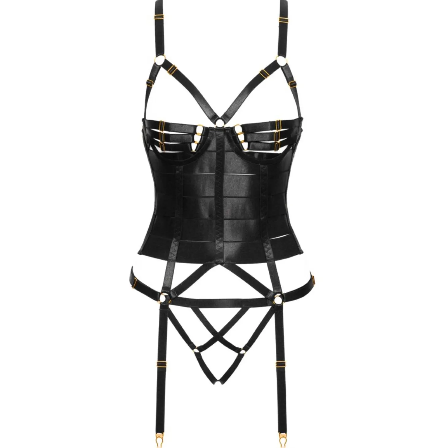 Cottelli Collection - Ensemble Corset Porte-Jarretelles - Noir