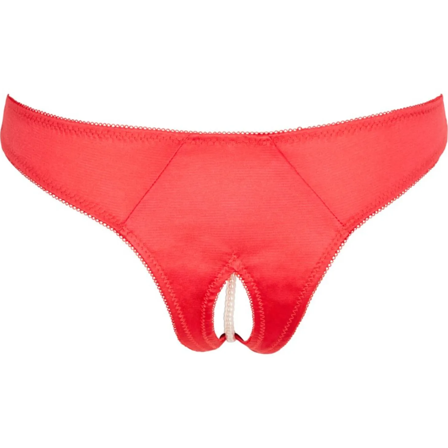 Cottelli Collection - Open Kruis String Met Parels - Rood