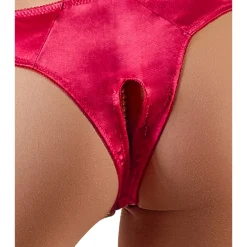 Cottelli Collection - Open Kruis String Met Parels - Rood
