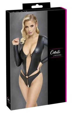 Cottelli LINGERIE – Body Ouvert Manches Longues – Noir