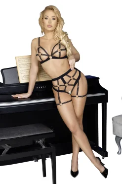 Cottelli LINGERIE – Ensemble Ouvert Soutien-gorge & String – Noir
