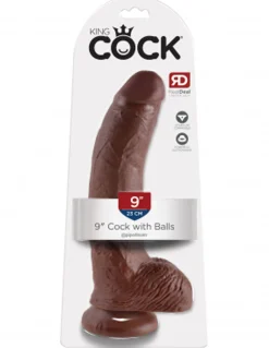 Dildo King Cock avec testicules - 25cm - Sombre