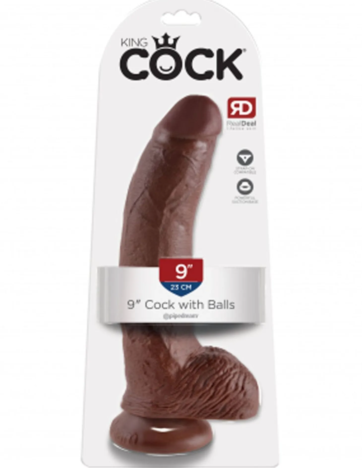 Dildo King Cock avec testicules - 25cm - Sombre
