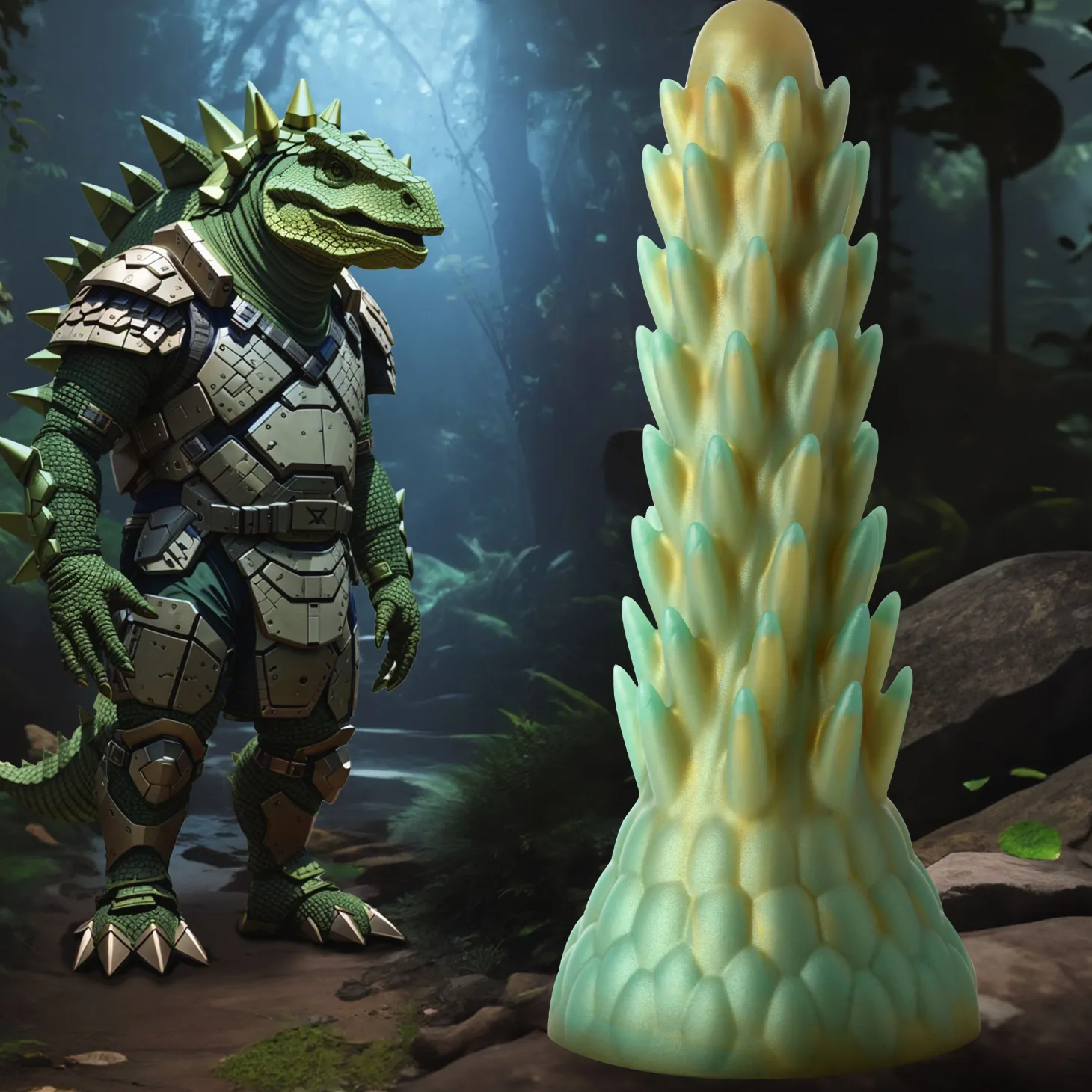 Dildo reptile épineux Stegosaurus - Vert