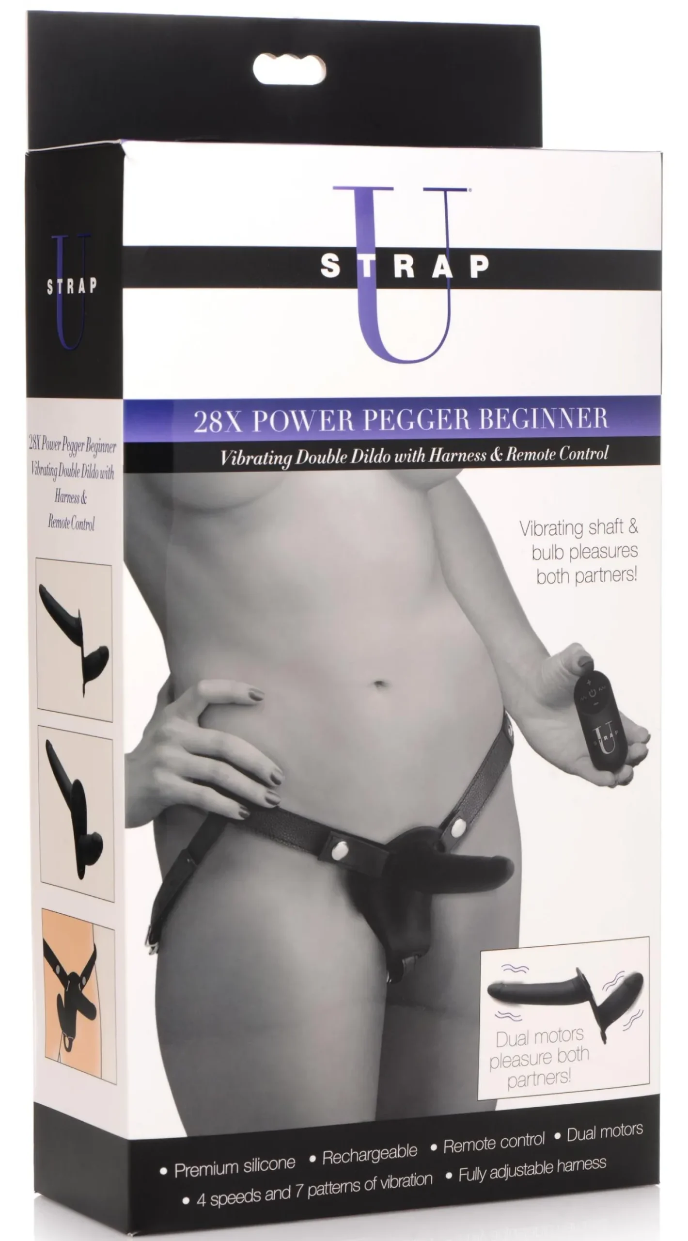 Double gode-ceinture vibrant Power Pegger - Noir