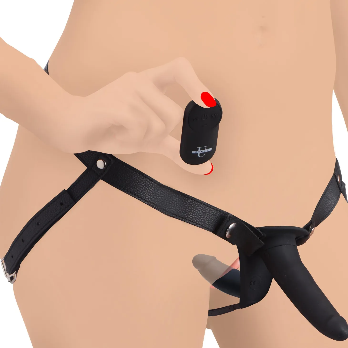 Double gode-ceinture vibrant Power Pegger - Noir