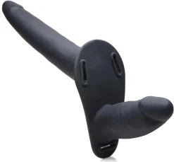 Double gode-ceinture vibrant Power Pegger - Noir