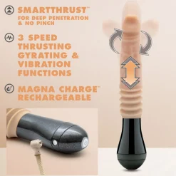 Dr. Skin Silicone - Dr. Knight - Gode à mouvements et vibrations - Beige