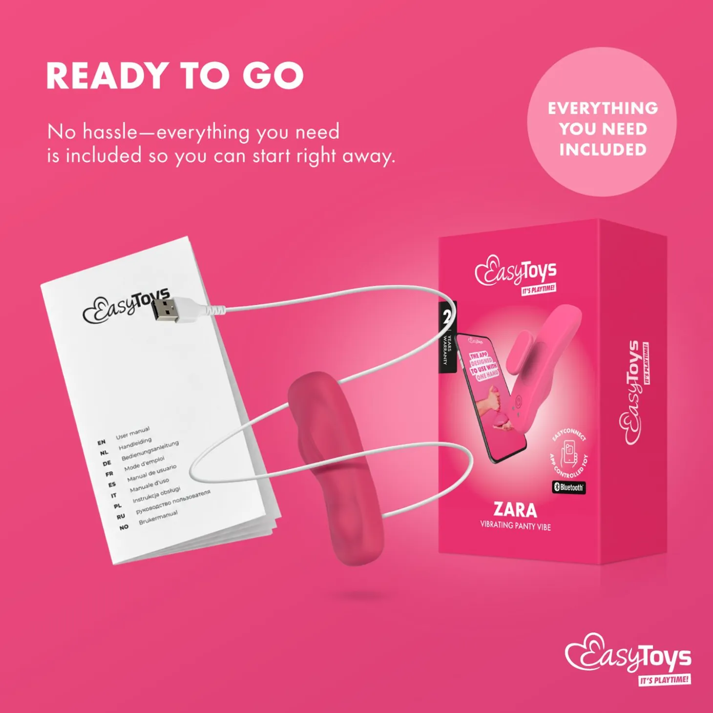 EasyConnect - Vibromasseur de culotte connecté "Zara" - Rose
