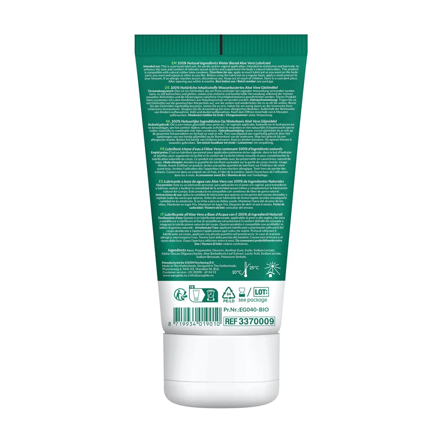 EasyGlide - Lubrifiant à base d'eau, bio et naturel à l'aloe vera - 100 ml