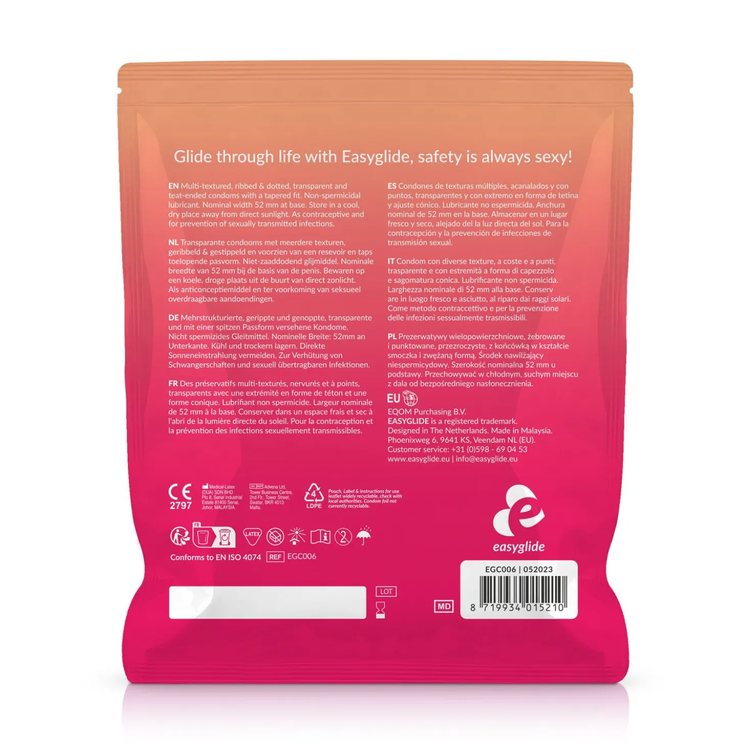 EasyGlide - Préservatifs nervurés et stimulants "Ribs and Dots" - 40 pièces