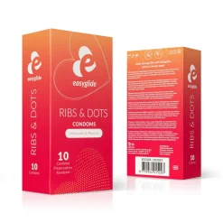 EasyGlide - Préservatifs nervurés et stimulants "Ribs and Dots" - 10 pièces