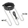 EasyToys - Collier, laisse et pinces à tétons en silicone - Noir