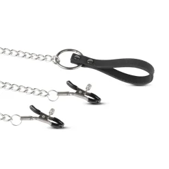 EasyToys - Collier, laisse et pinces à tétons en silicone - Noir