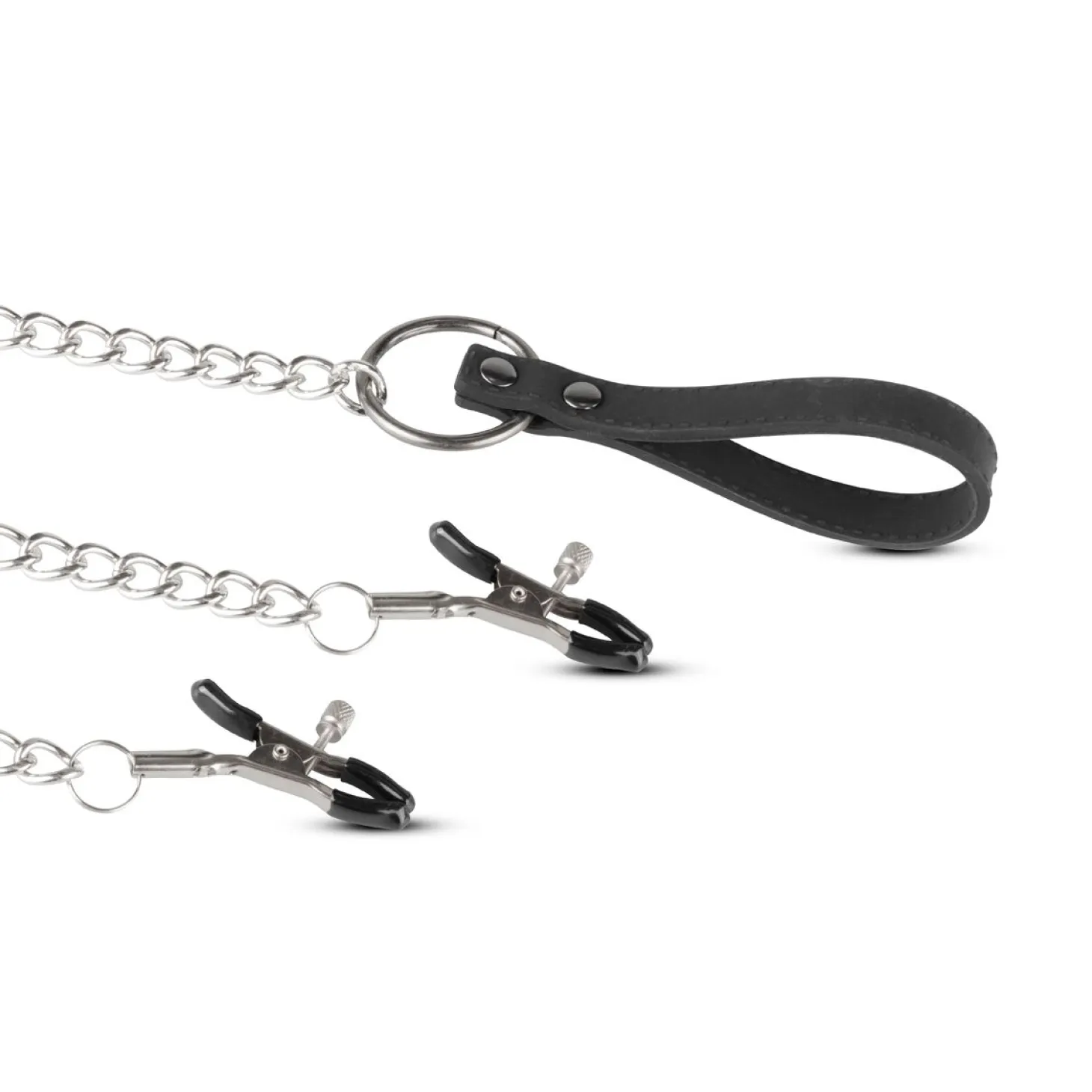 EasyToys - Collier, laisse et pinces à tétons en silicone - Noir