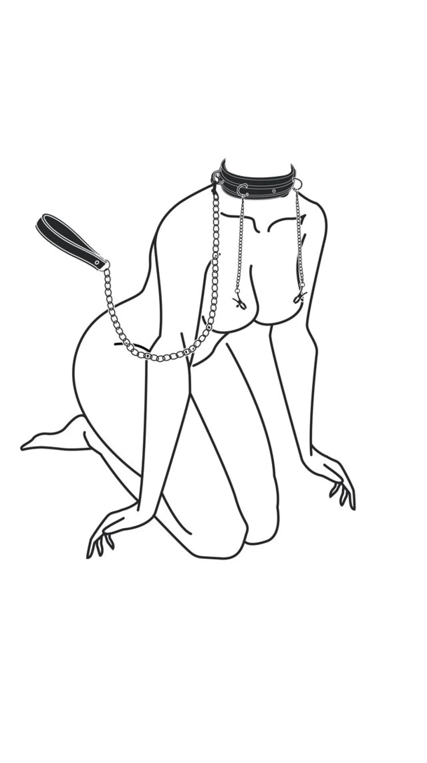 Easytoys Fetish - Collier en cuir avec chaîne de mamelons