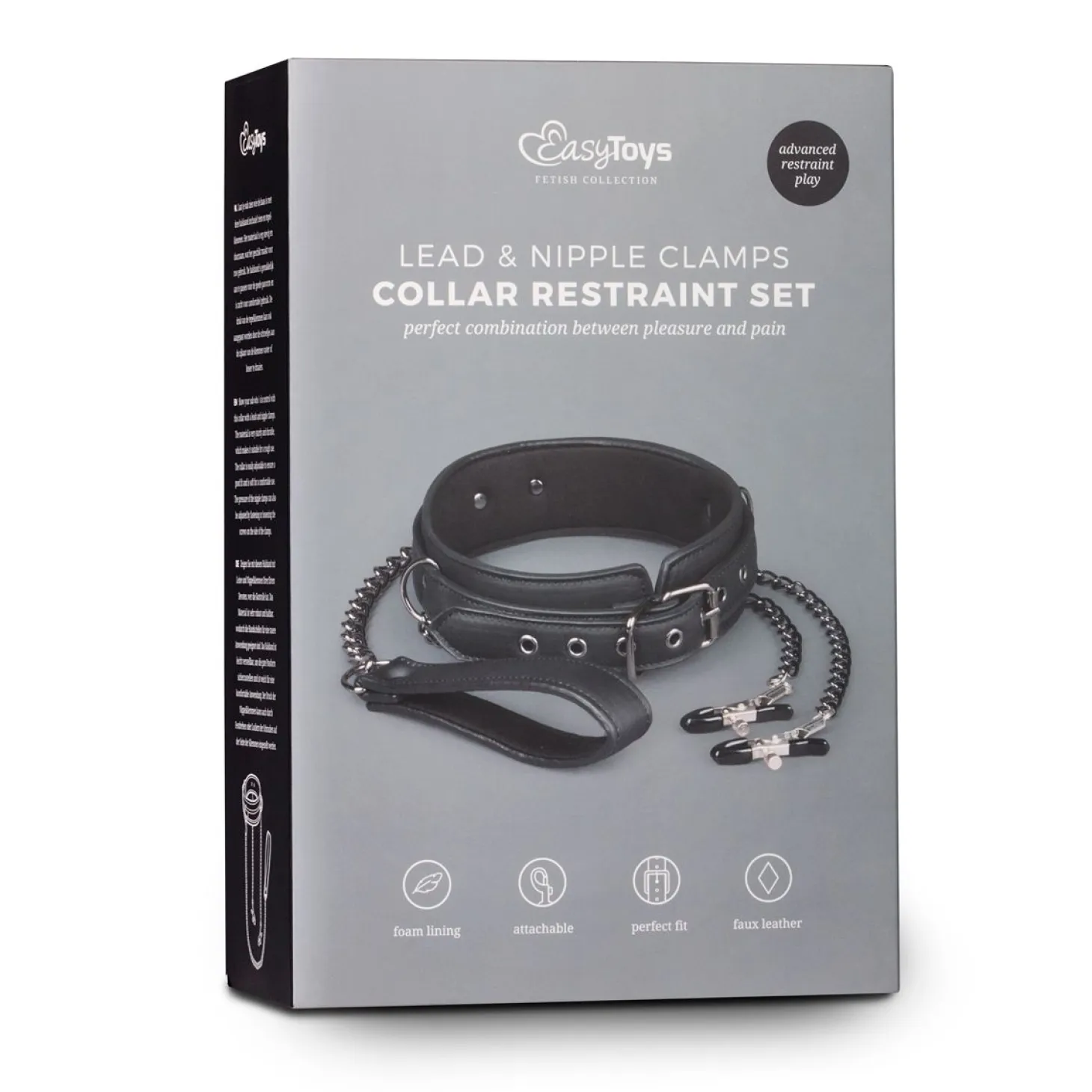 Easytoys Fetish - Collier en cuir avec chaîne de mamelons