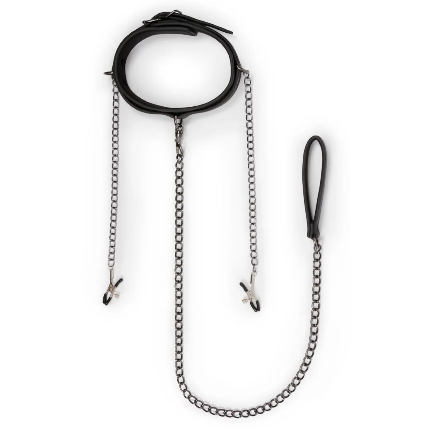 Easytoys Fetish - Collier en cuir avec chaîne de mamelons