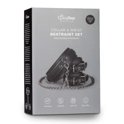 Easytoys Fetish - - Collier en cuir avec menottes - Noir