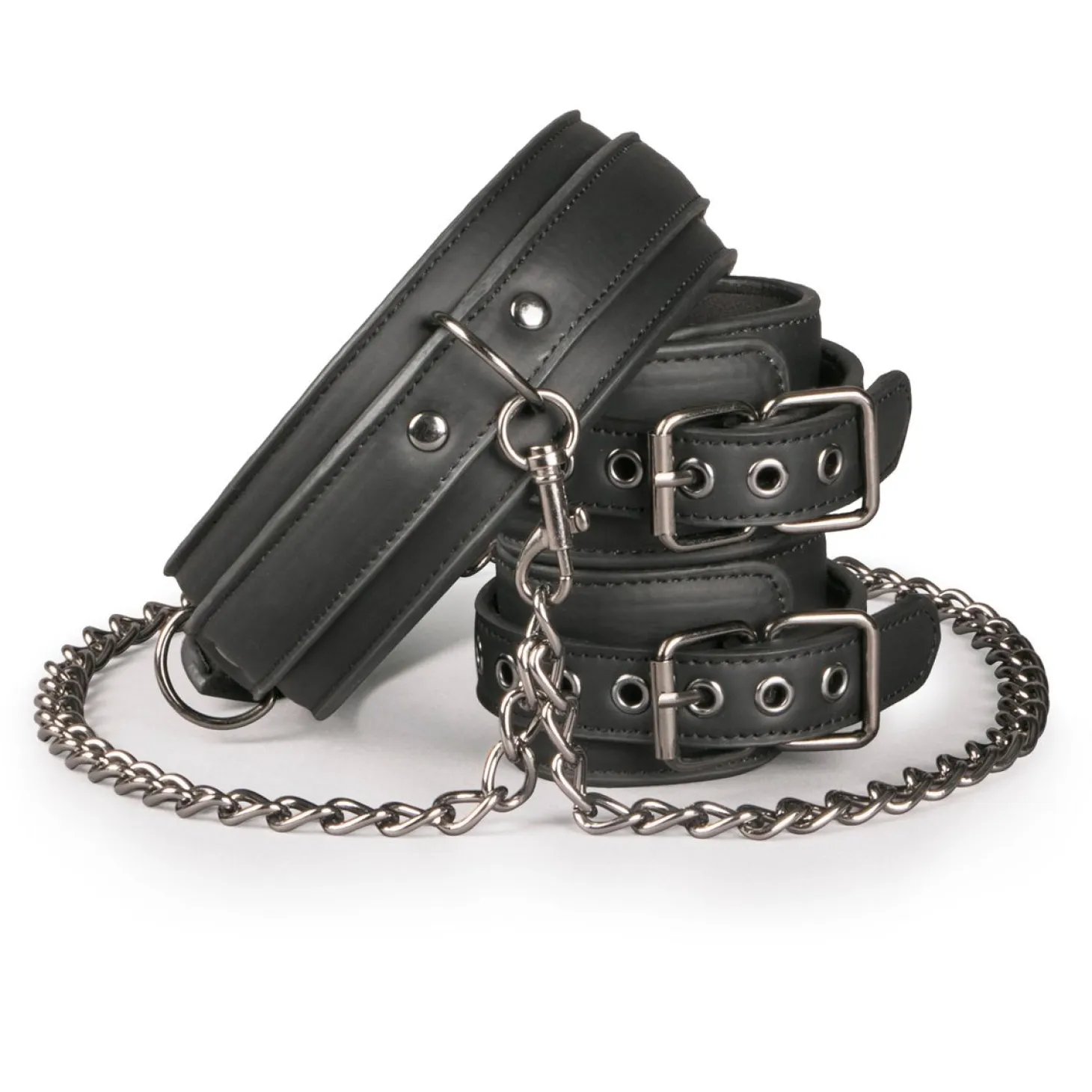 Easytoys Fetish - - Collier en cuir avec menottes - Noir