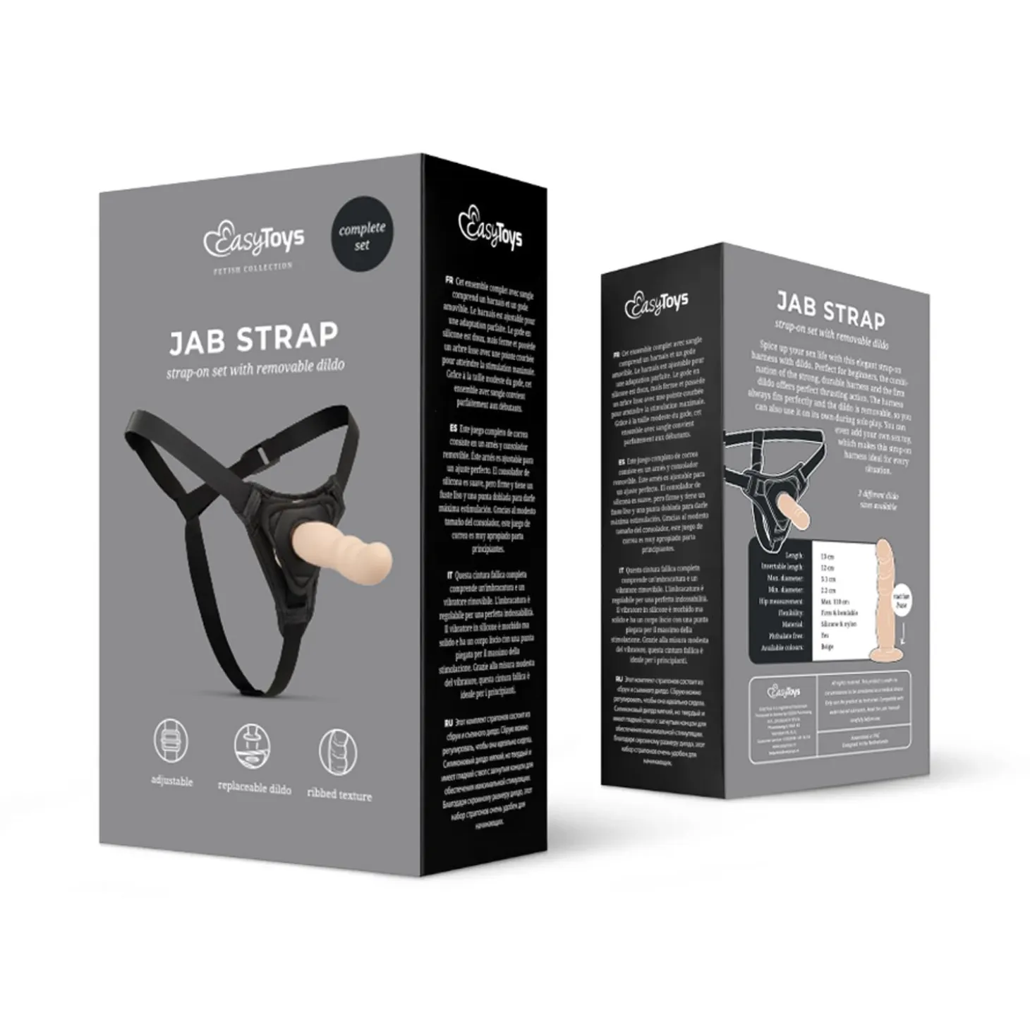 Easytoys Fetish - Gode ceinture avec harnais - Noir/Beige