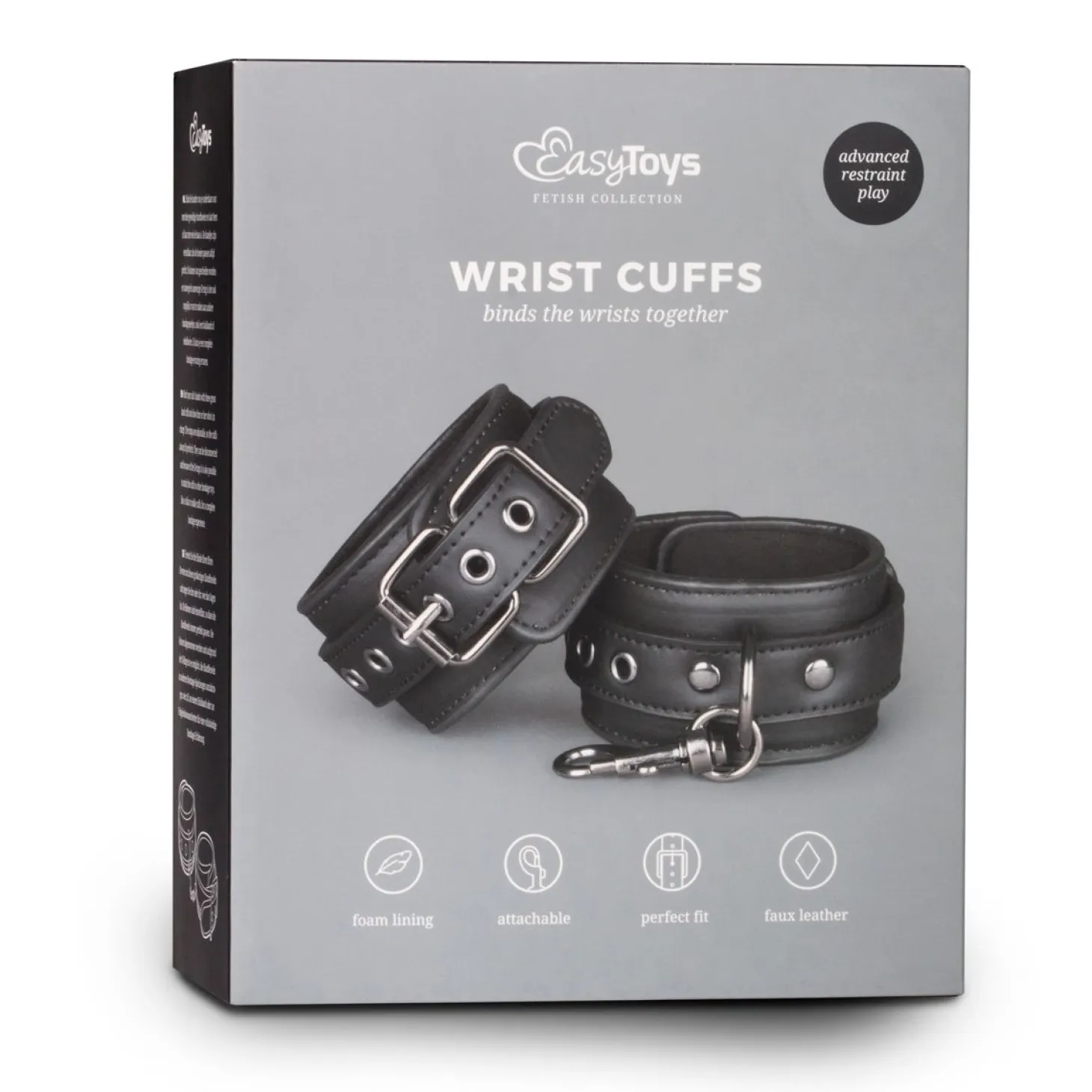 Easytoys Fetish - Menottes en similicuir - Noir