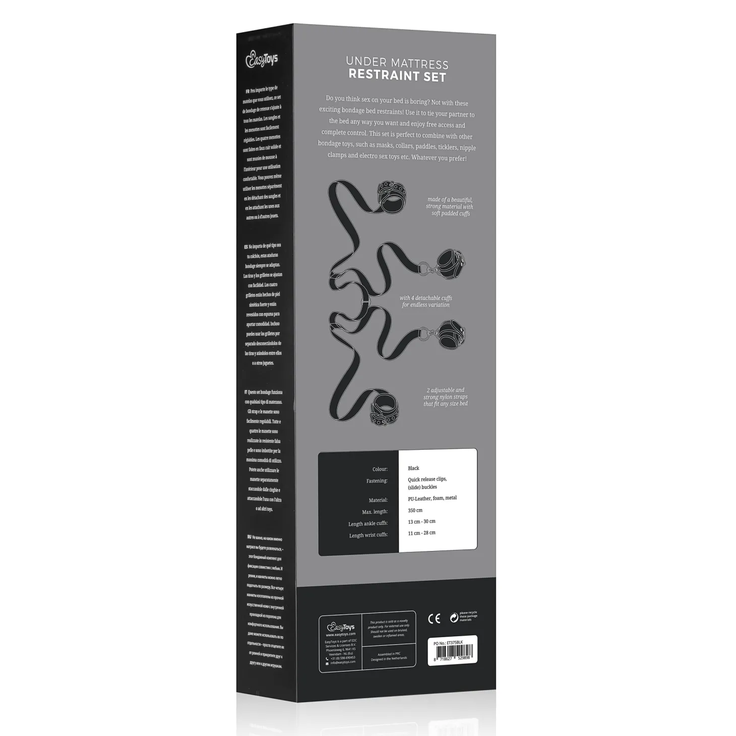 Easytoys Fetish - Menottes à sangles pour lit - Noir