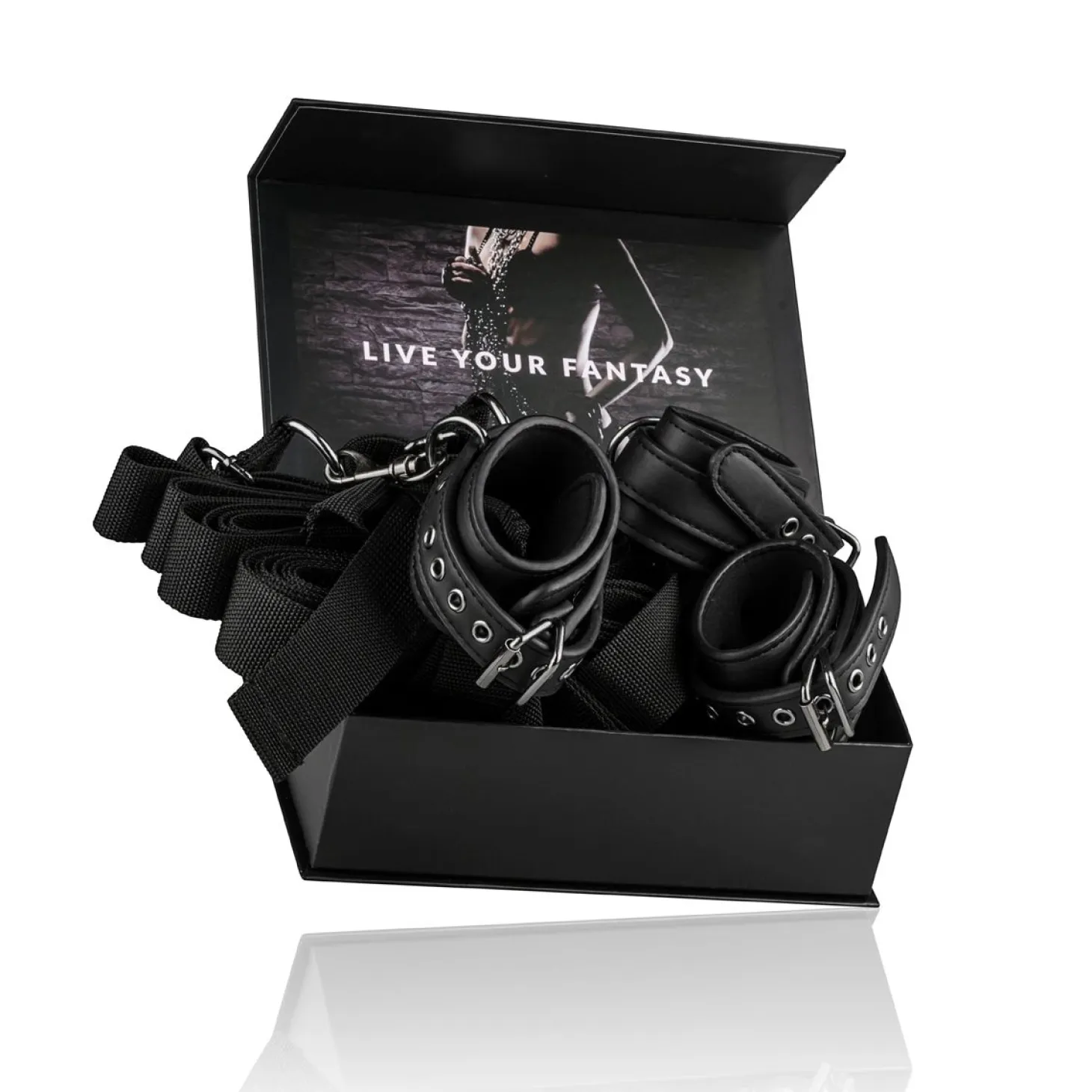 Easytoys Fetish - Menottes à sangles pour lit - Noir